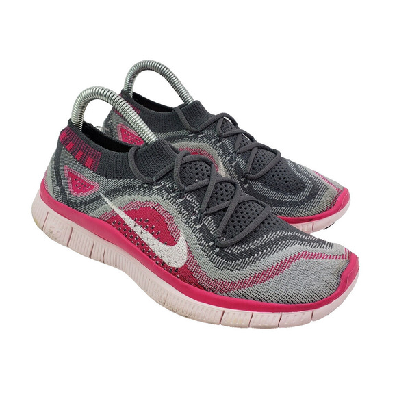 Nike Free Flyknit 5 Womens Size 6 Grey Pink Foil Running Shoes 615806 016 - Picture 1 of 13